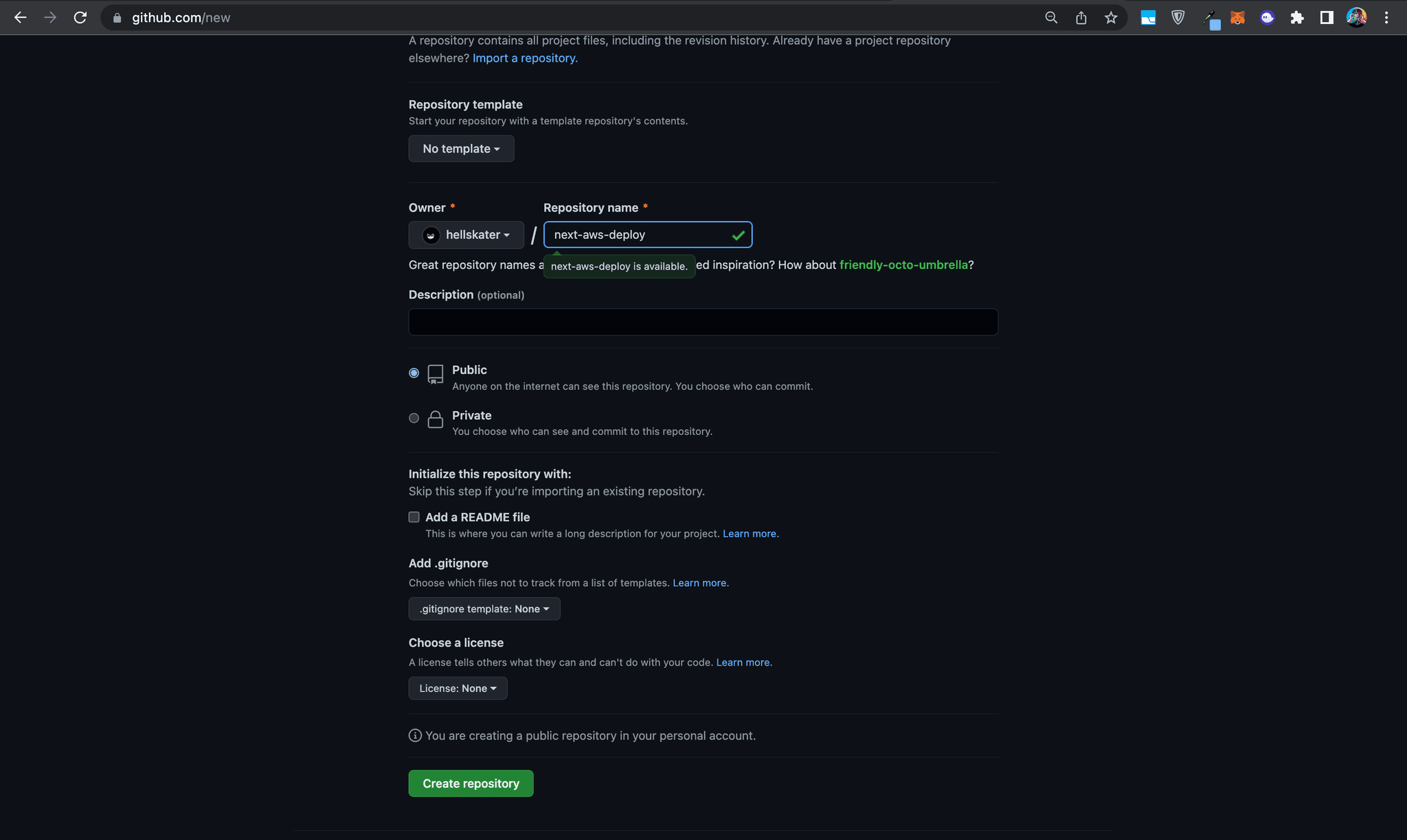 github actions screenshot