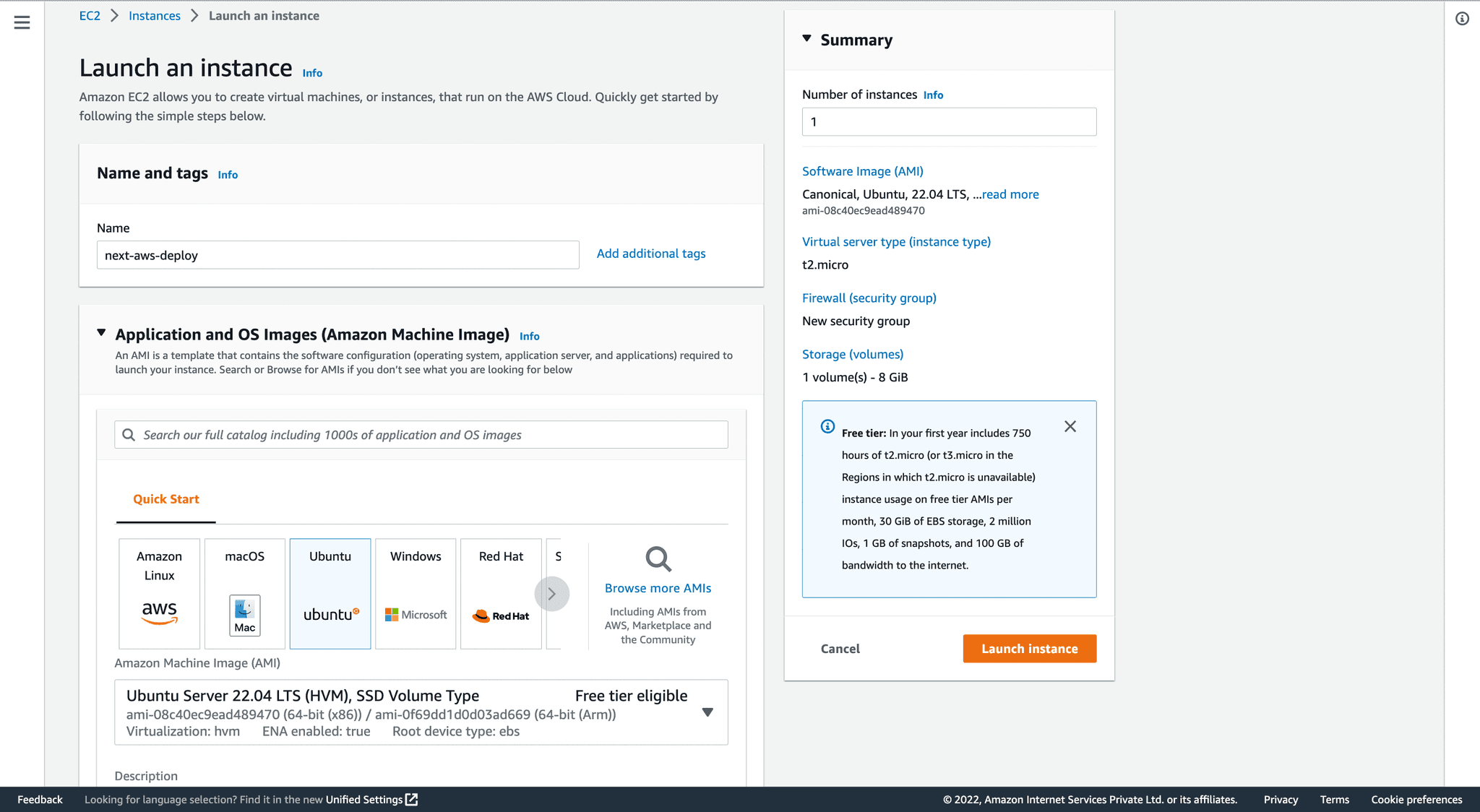 aws ec2 instance screenshot