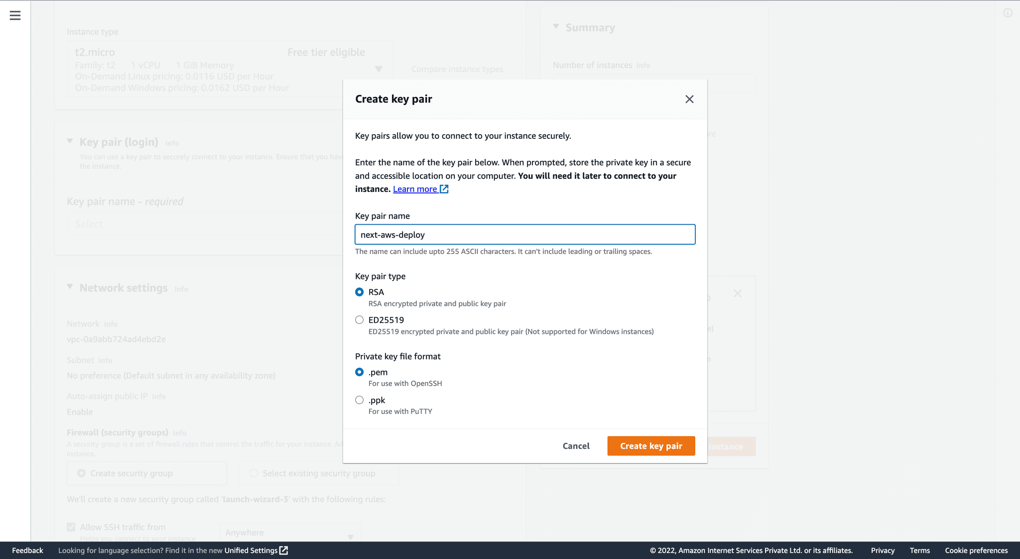 aws ec2 instance screenshot