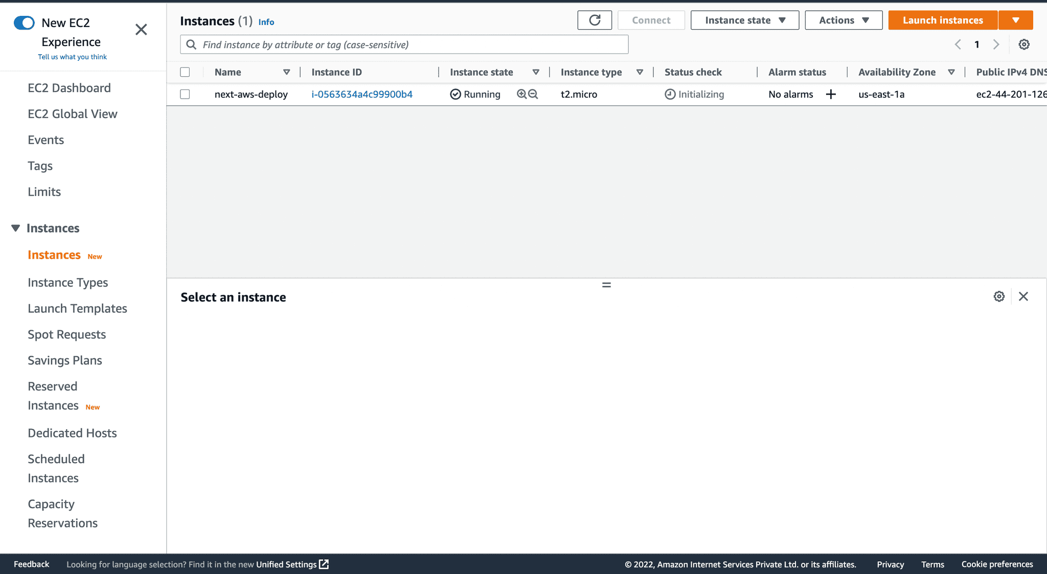 aws ec2 instance screenshot