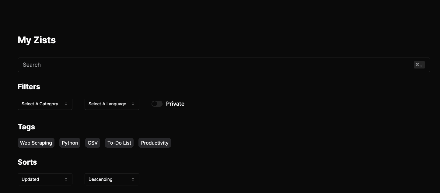zist app screenshot